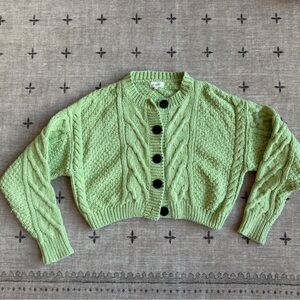 Bohme Green Textured Cardigan- cotton
